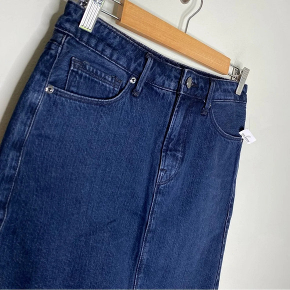 ✨NWT Good American Dark Wash Blue High Rise Frayed Hem Denim Jean Mini Skirt 26 - Picture 3 of 9
